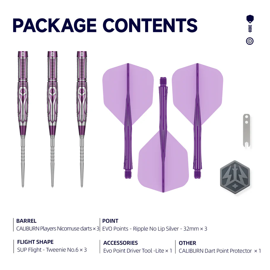 Caliburn Players Darts - Nicomuse: Awakening - 90% - Steel Tip - 24g - Image 3