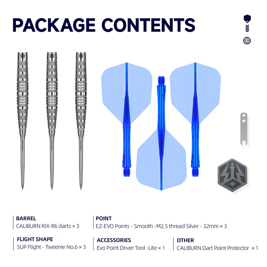 Caliburn RIX R6 Darts - 90% - EZ-Evo Steel Tip - 24g - Image 3