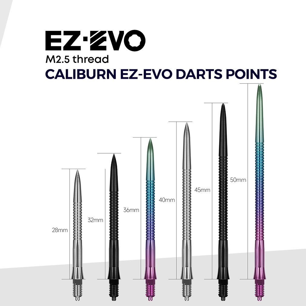 Caliburn EZ-Evo Dart Points - Small Grooved - Black - 40mm - Image 2