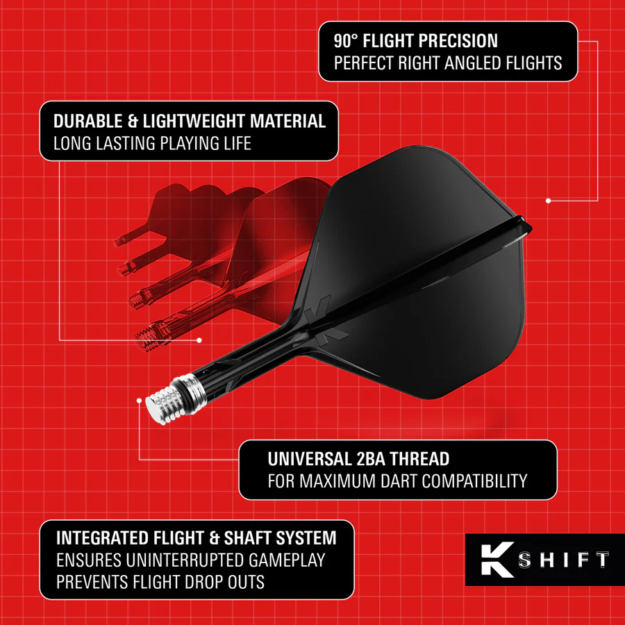 Target K-Shift Dart Flights - Black - No2 - Medium - Image 4