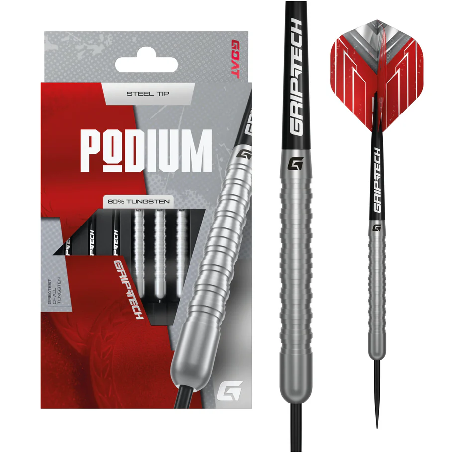 GOAT Podium Darts - Steel Tip - 80% Tungsten - Silver - 24g