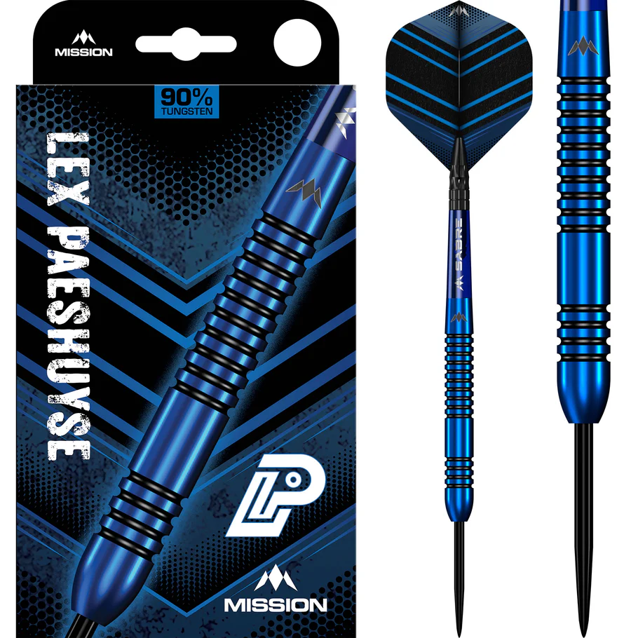 Mission Lex Paeshuyse Darts - Steel Tip - 90% - Blue and Black - 24g