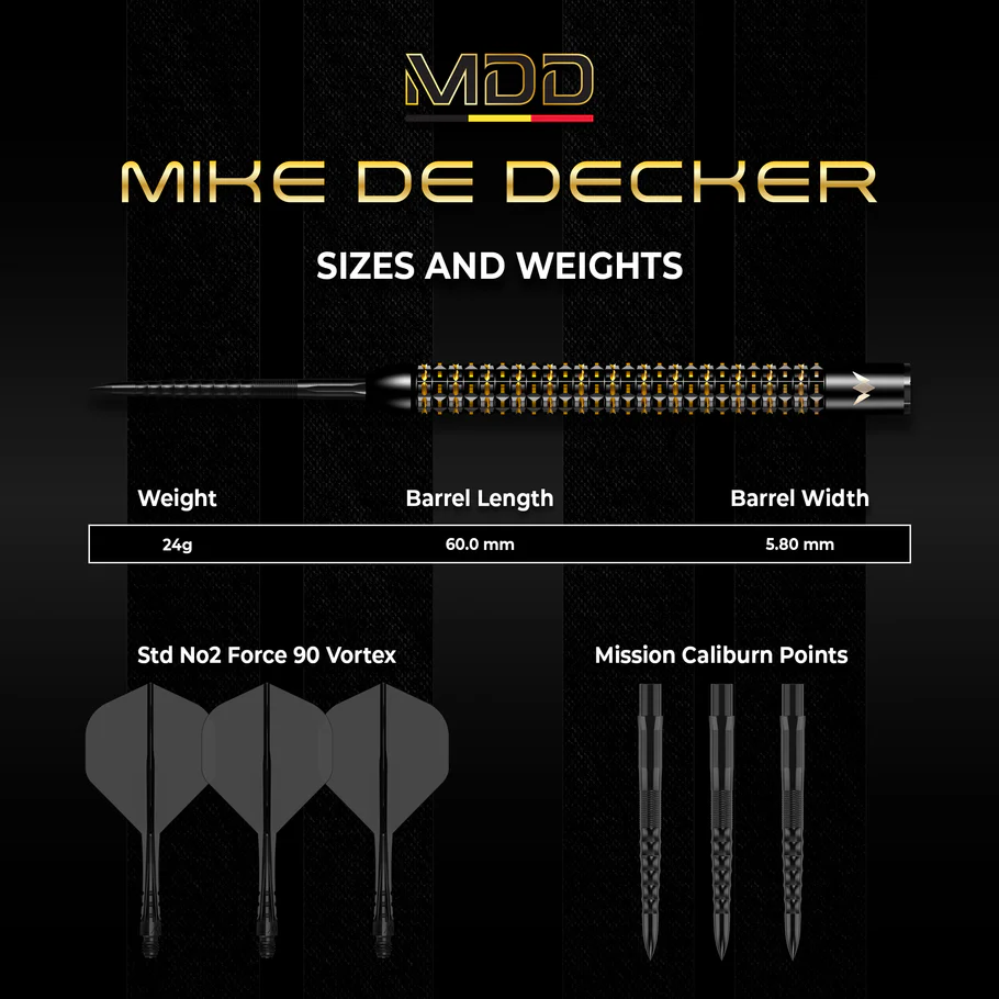 Mission Mike De Decker Darts - Steel Tip - 95% - Limited Edition - World Grand Prix - 24g - Image 4