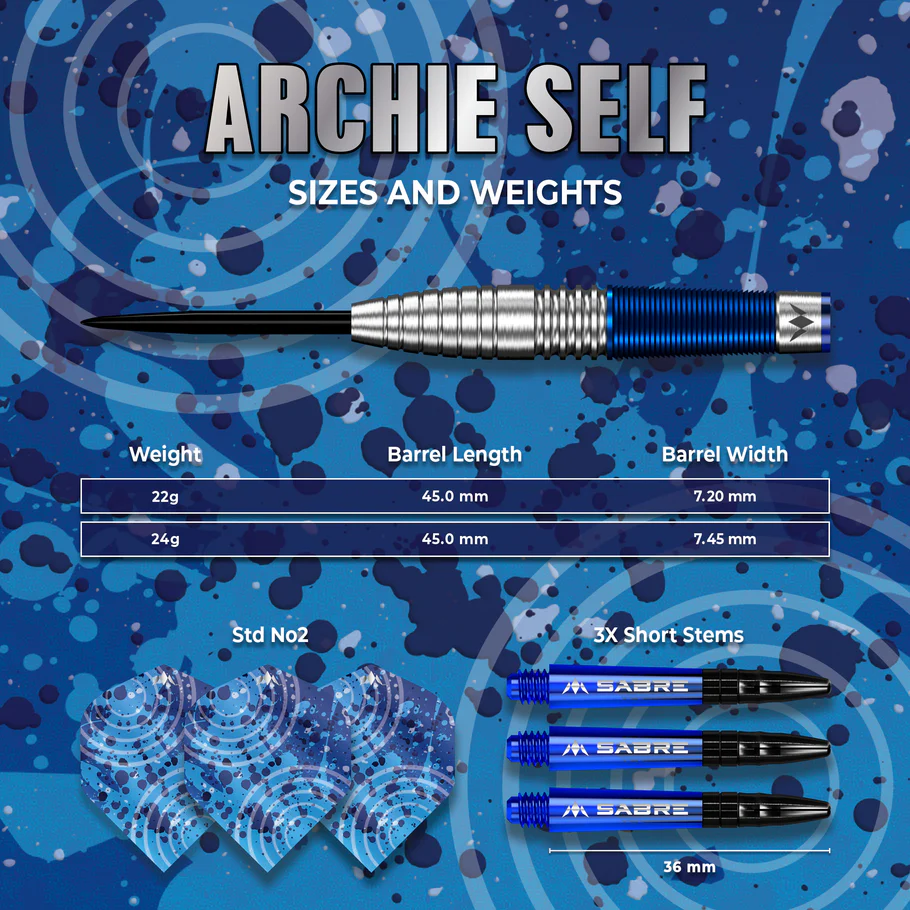 Mission Archie Self Darts - Steel Tip - 90% - Blue and Silver -22g - Image 4
