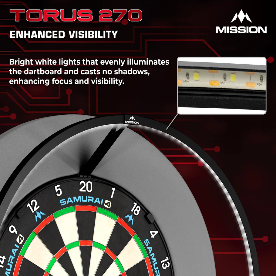 Mission Torus 270 - Super Bright Dartboard Lighting - USB-C - Black - Image 5