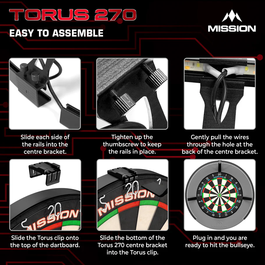 Mission Torus 270 - Super Bright Dartboard Lighting - USB-C - Black - Image 6