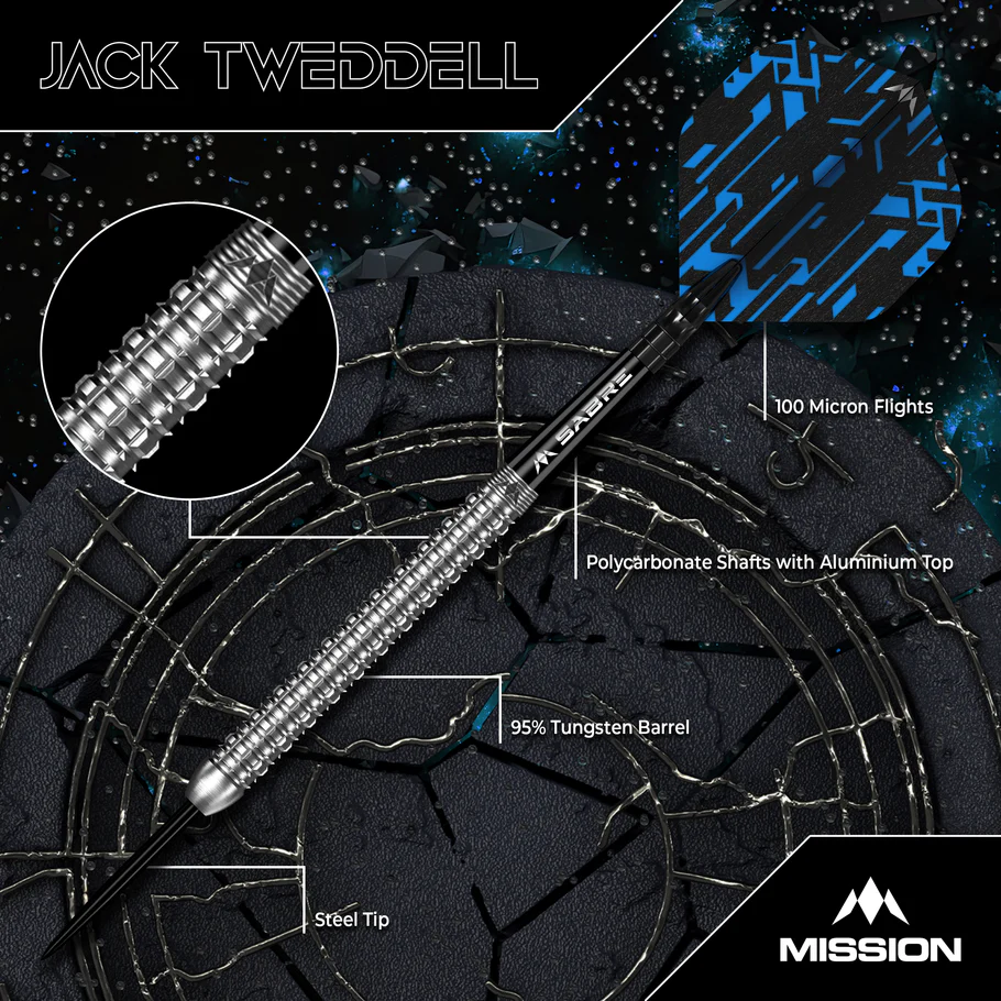 Mission Jack Tweddell Darts - Steel Tip - 95% - Silver - 26g - Image 3