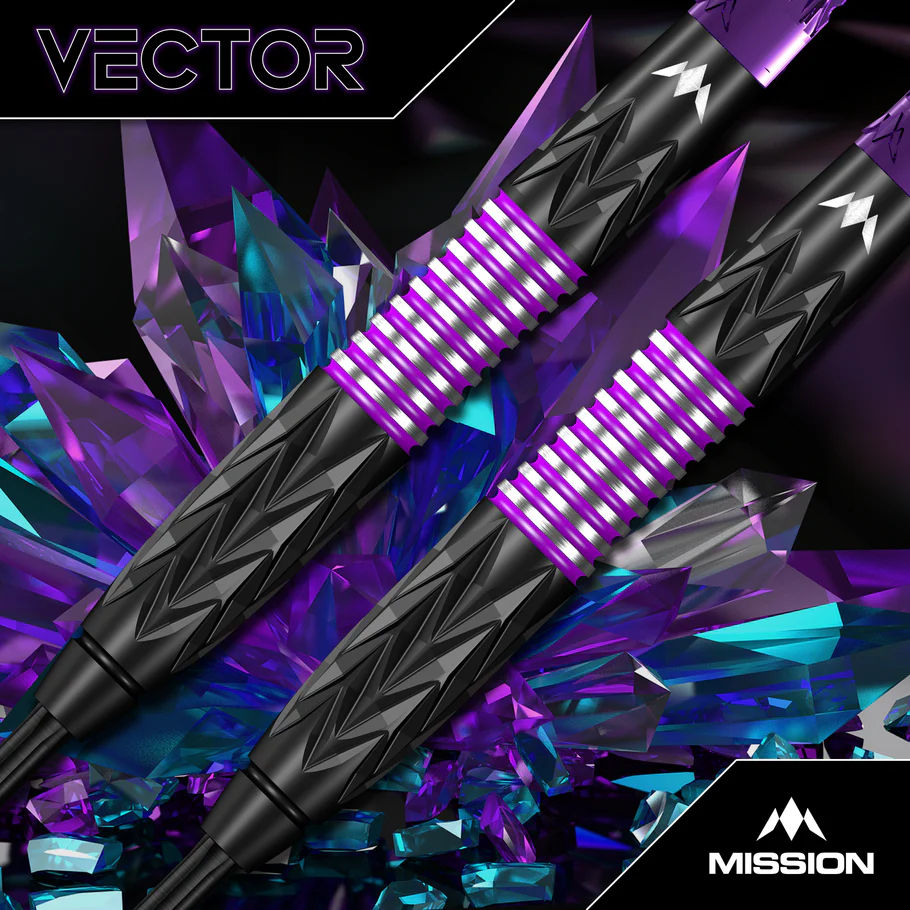 Mission Vector Darts - Steel Tip - 95% - Black PVD and Purple Electro - 24g - Image 3