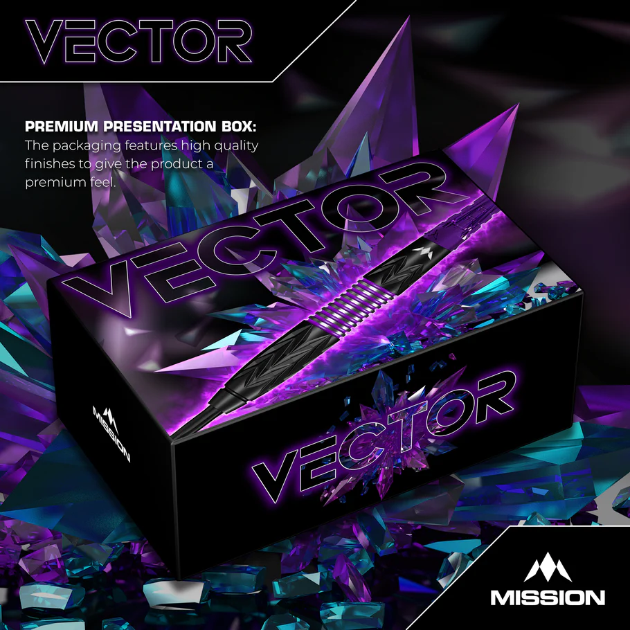 Mission Vector Darts - Steel Tip - 95% - Black PVD and Purple Electro - 24g - Image 6