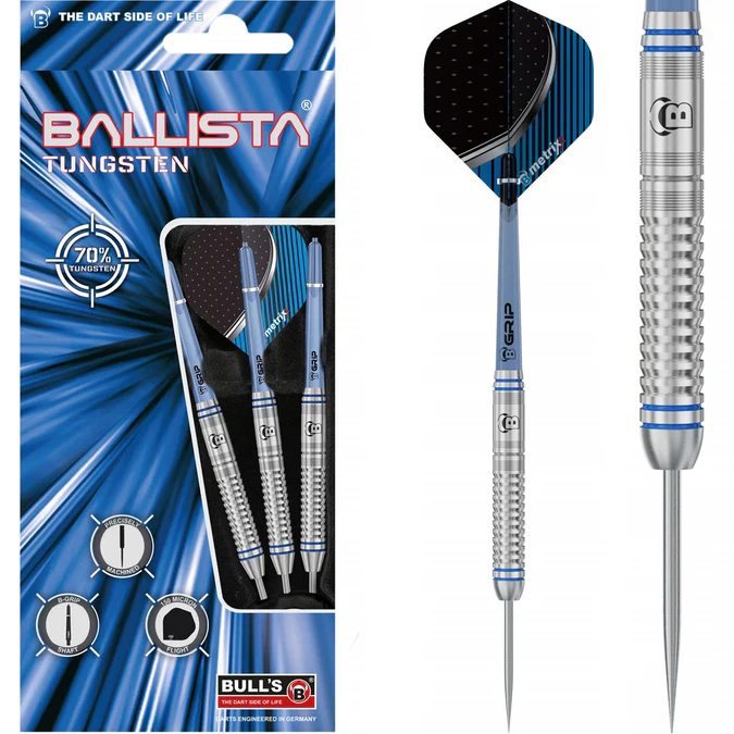 BULL'S Ballista B1 Darts - Steel Tip - 70% Tungsten - Blue - 25g