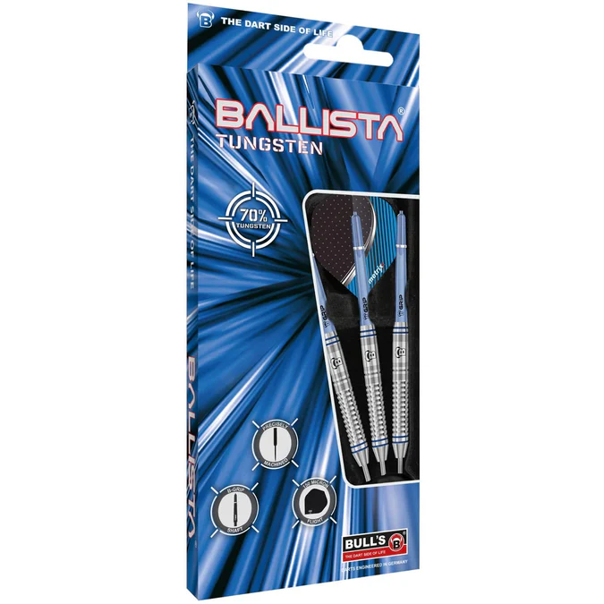 BULL'S Ballista B1 Darts - Steel Tip - 70% Tungsten - Blue - 25g - Image 3
